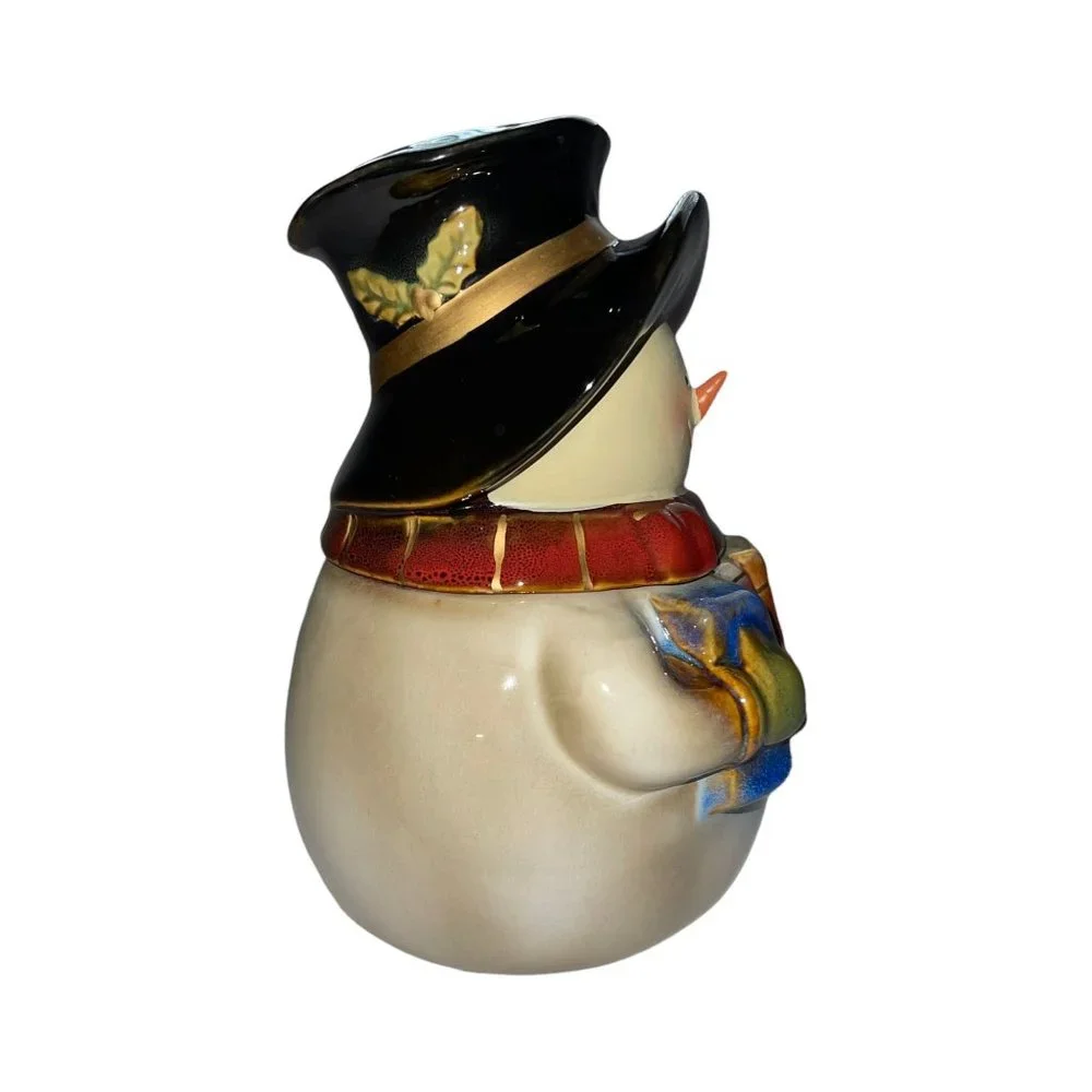 Rare Gibson Vintage Handpainted Snowman Cookie Jar Christmas Holiday